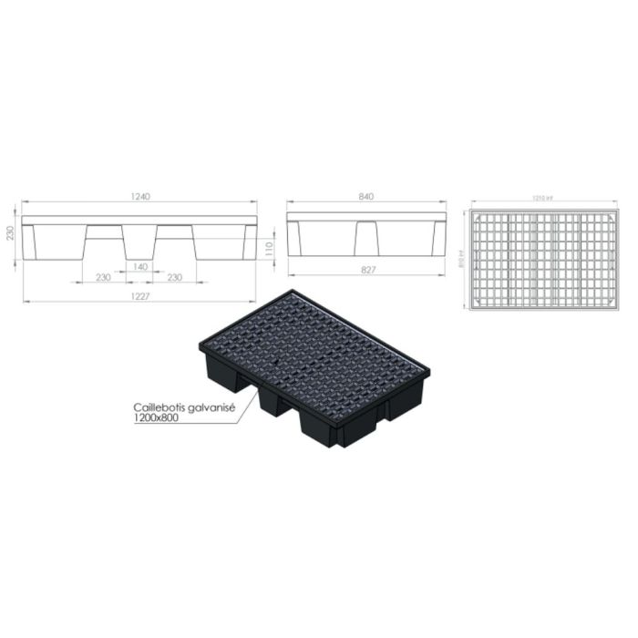 Mini bac de rétention éco-conçu 120 L EMP