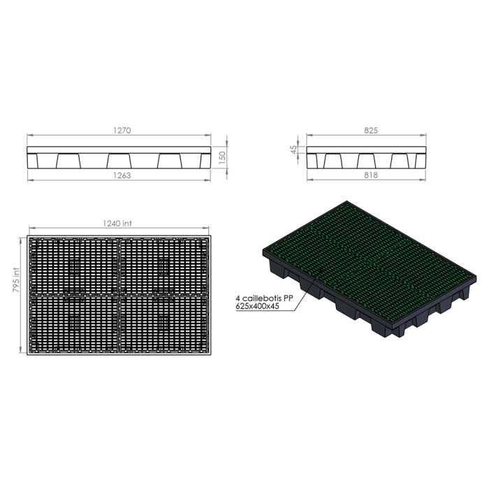 Plateforme rétention 120 L pour 1 palette EMP