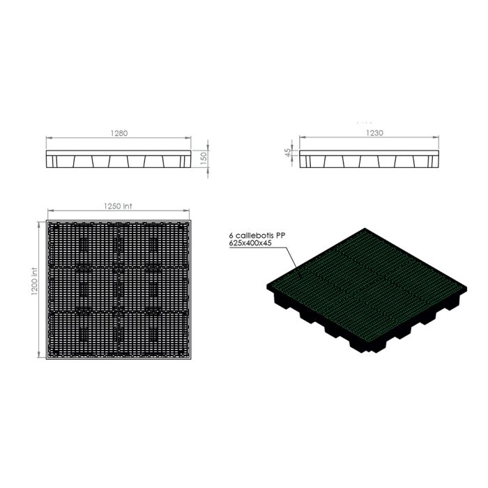Plateforme rétention 180 L pour 1 palette EMP