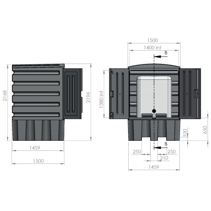 Box de rétention 1000 L pour 1 IBC ou 4 fûts EMP