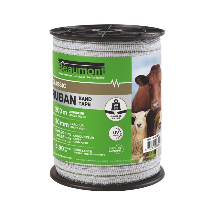 Ruban blanc et vert 20mm / 200m CLASSIC