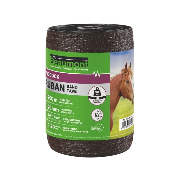 Ruban marron 20 mm / 200 m PADDOCK