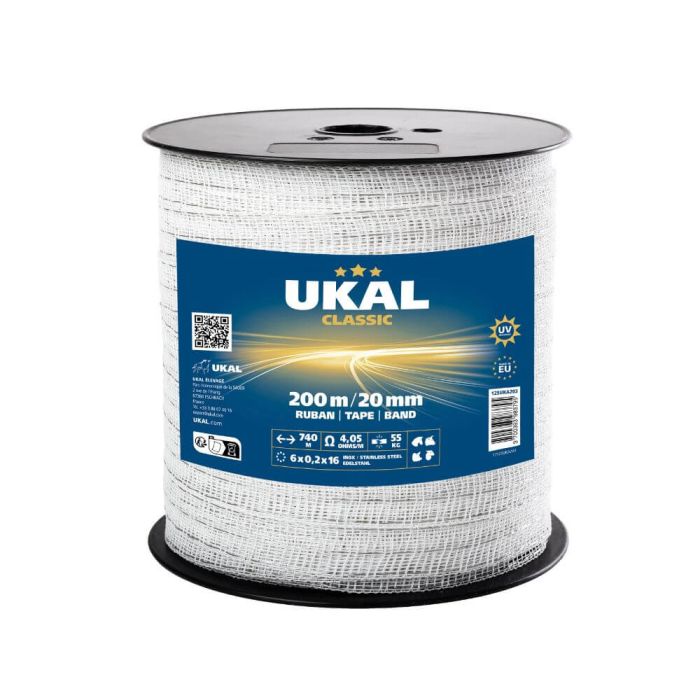 Ruban 20 mm blanc CLASSIC 200 m UKAL