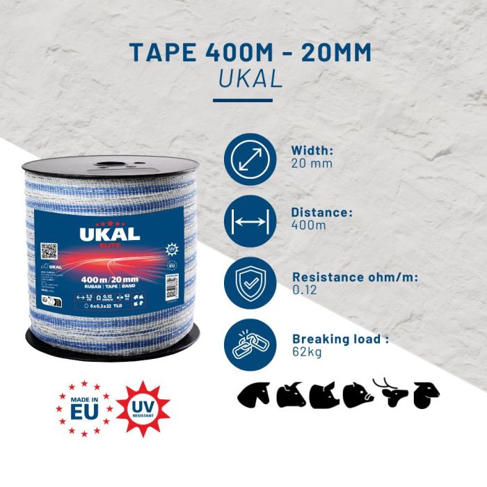  Ruban 20mm blanc et bleu ELITE 400m UKAL