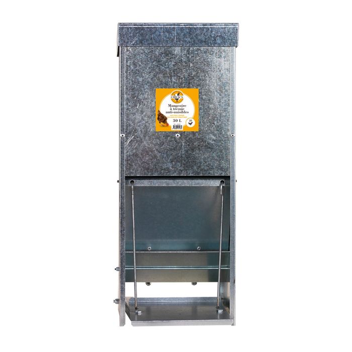 Mangeoire à trémie anti-nuisibles en acier galvanisé 30 L CHICK'A