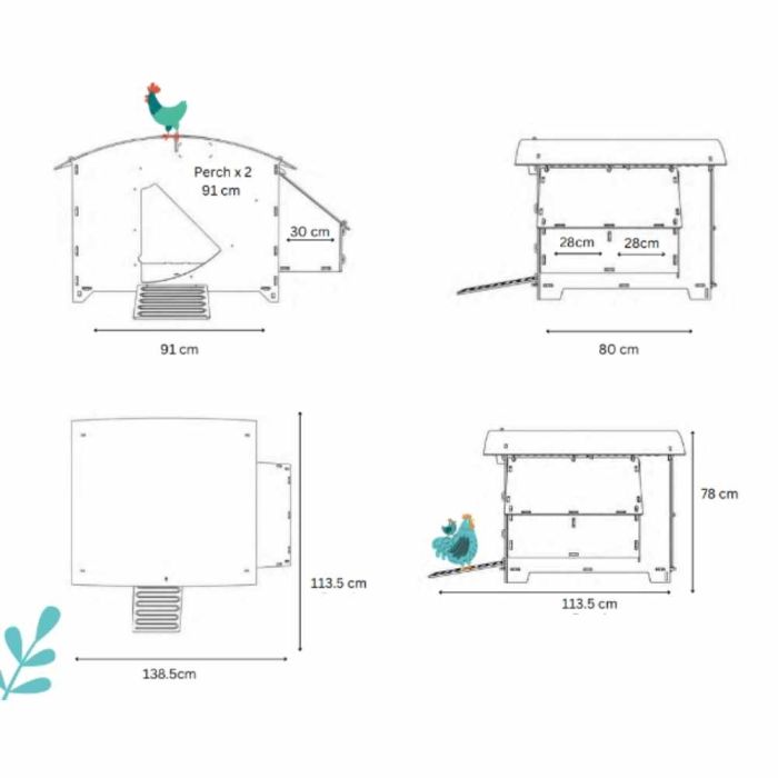 Poulailler recyclé au sol pour 8 à 15 poules modèle large NESTERA