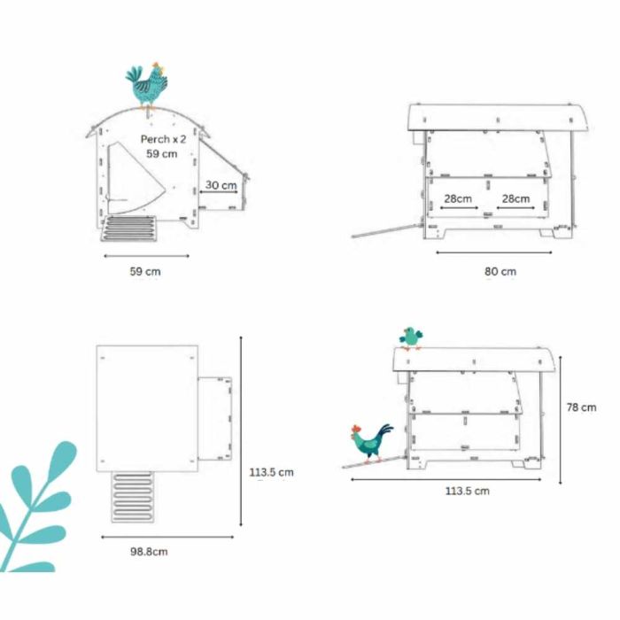 Poulailler recyclé au sol pour 5 à 9 poules modèle moyen NESTERA