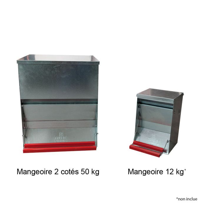 Mangeoire 2 côtés 50 kg pour 30 poules