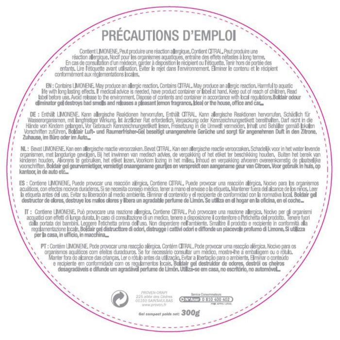 Destructeur d'odeurs en gel citron 300 g BOLDAIR