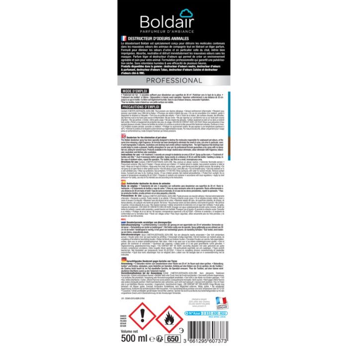 Destructeur d'odeurs animales 500 ml BOLDAIR